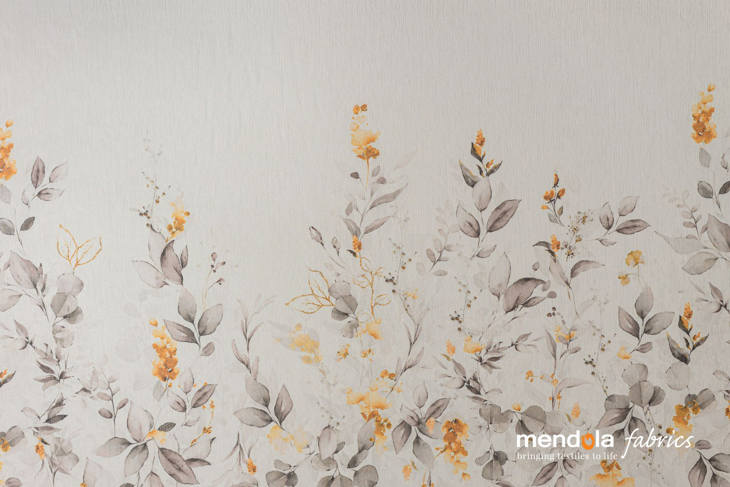 Perdea Bettsy 03, voal cu model floral, muștar și gri