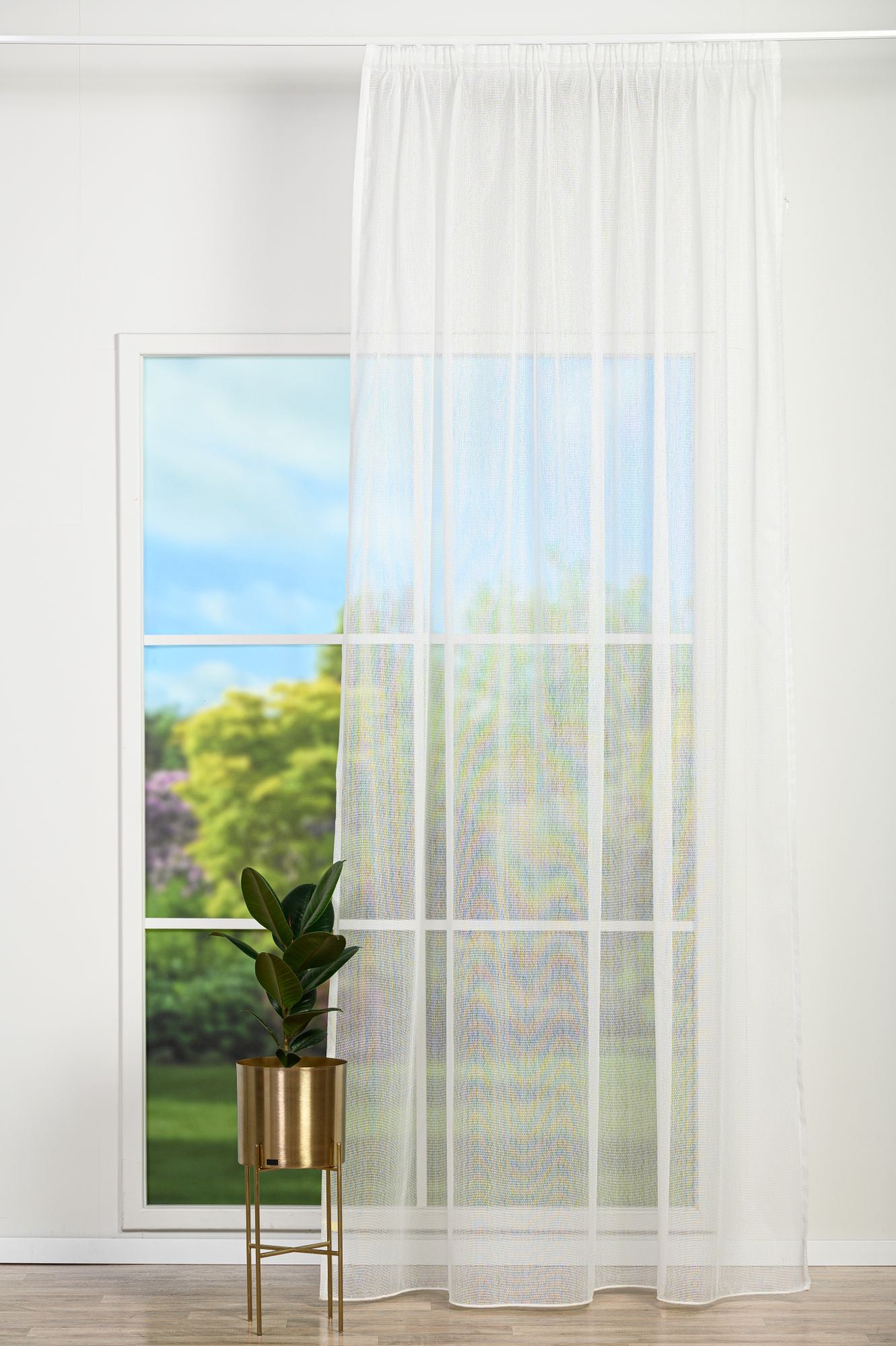 Perdea JEUX T08, ivoire, tip plasă, cu inserții strălucitoare