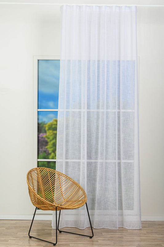 Perdea Liberty R01, albă, model texturat cu aspect organic