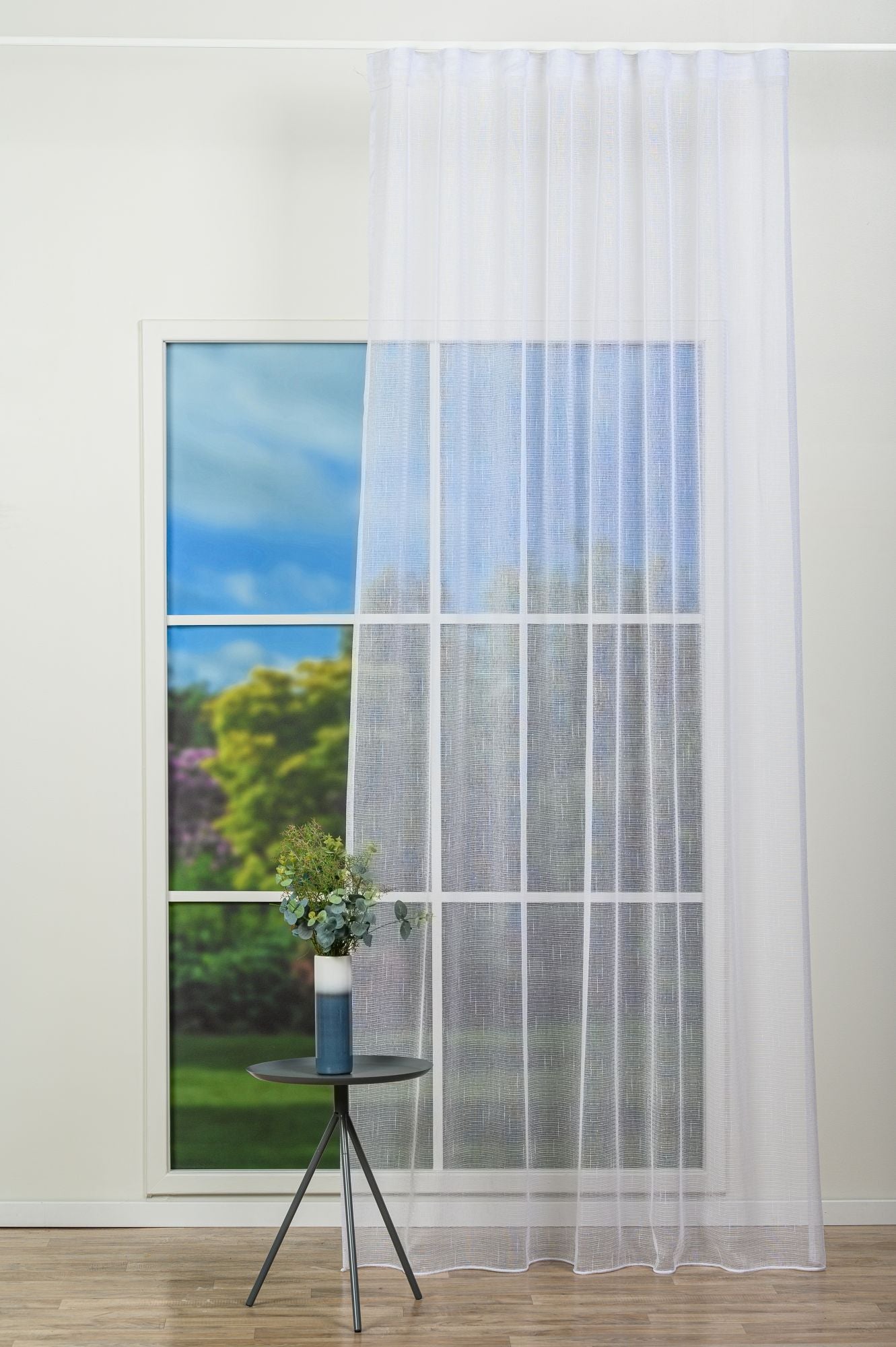 Perdea Oiseau R01, albă, model geometric subtil