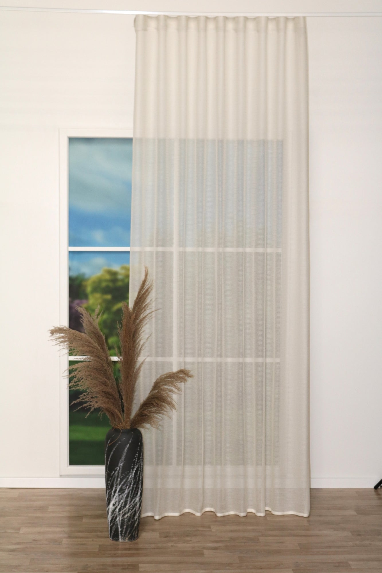 Perdea Savoie V10, crem, simplă, tip plasă