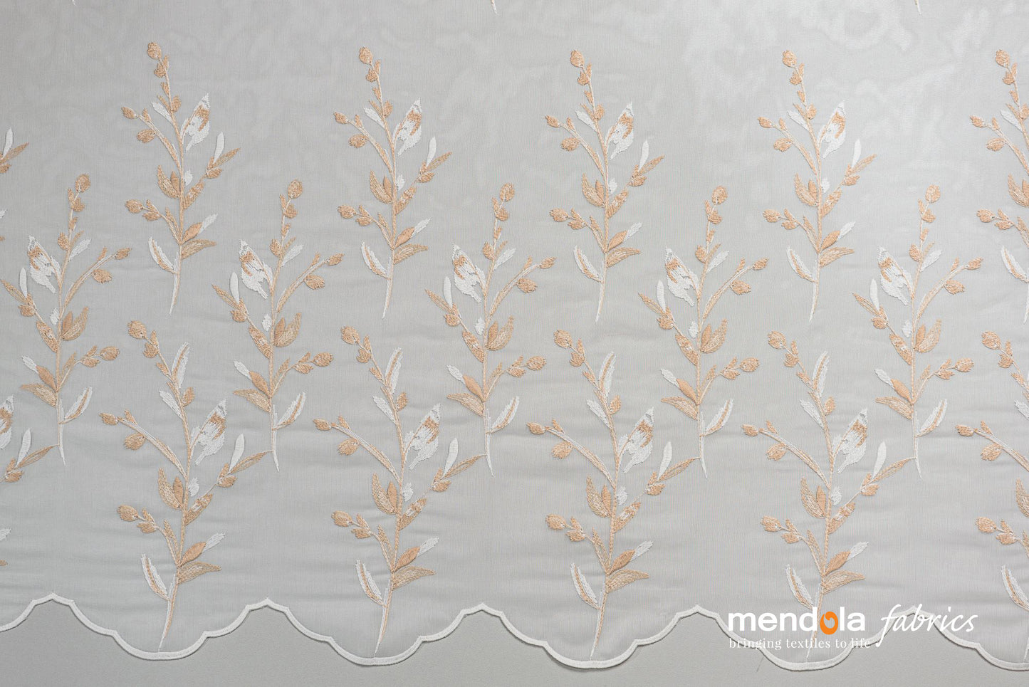 Perdea Venus P1099, crem, tull cu broderie model floral