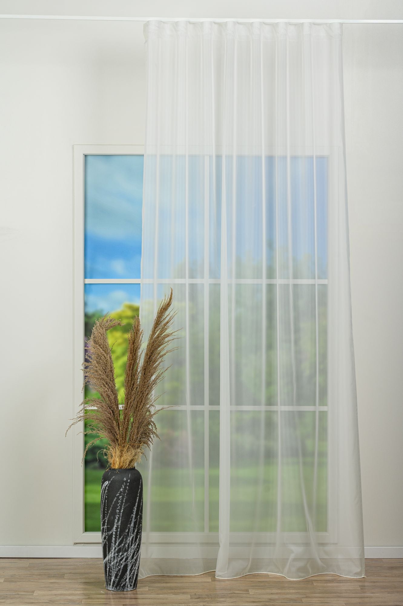 Perdea Voile Ignifugată R1700, crem, voal, simplu, uni