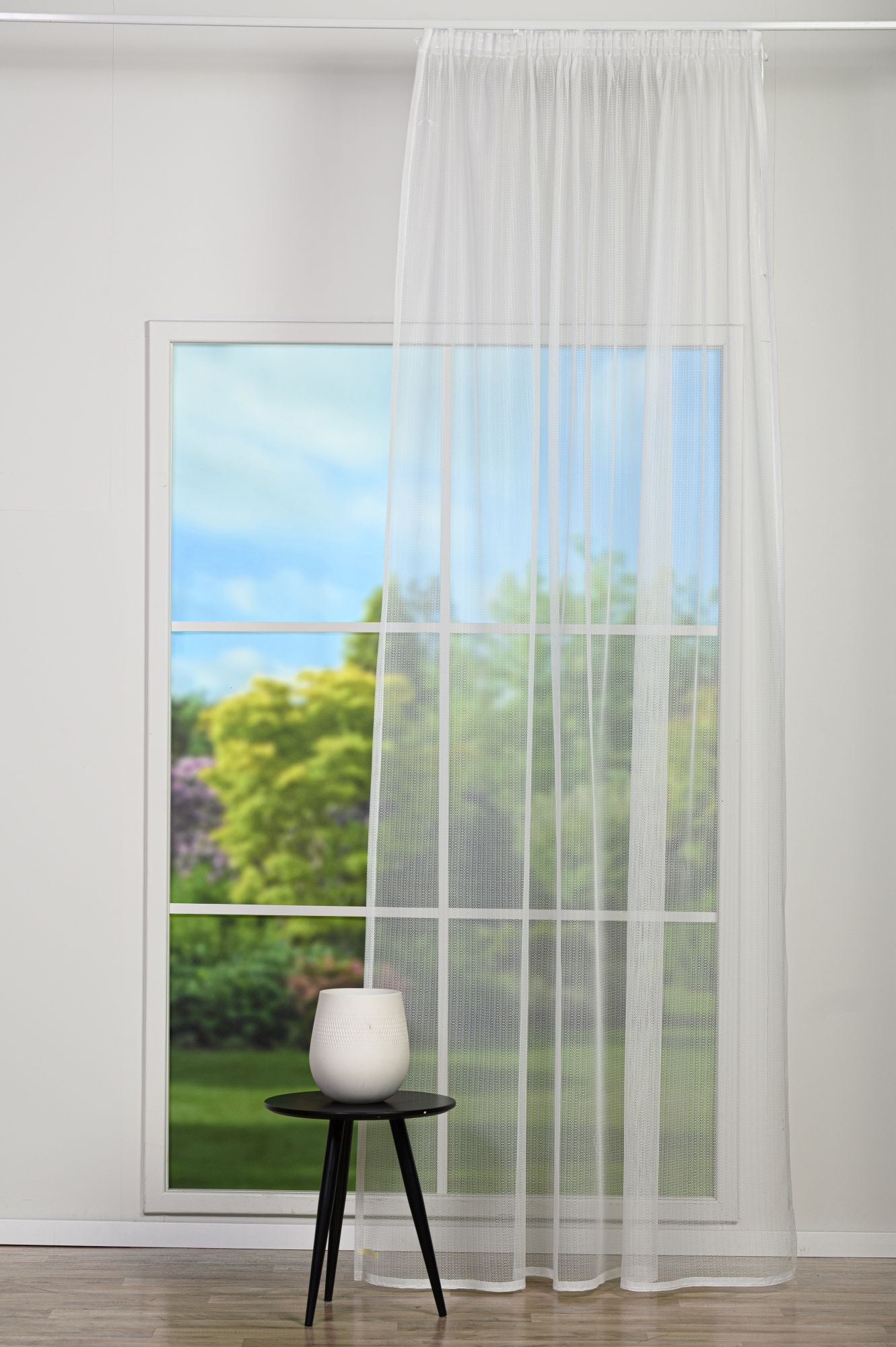 Perdea BOUQUET 01, albă, model geometric mărunt