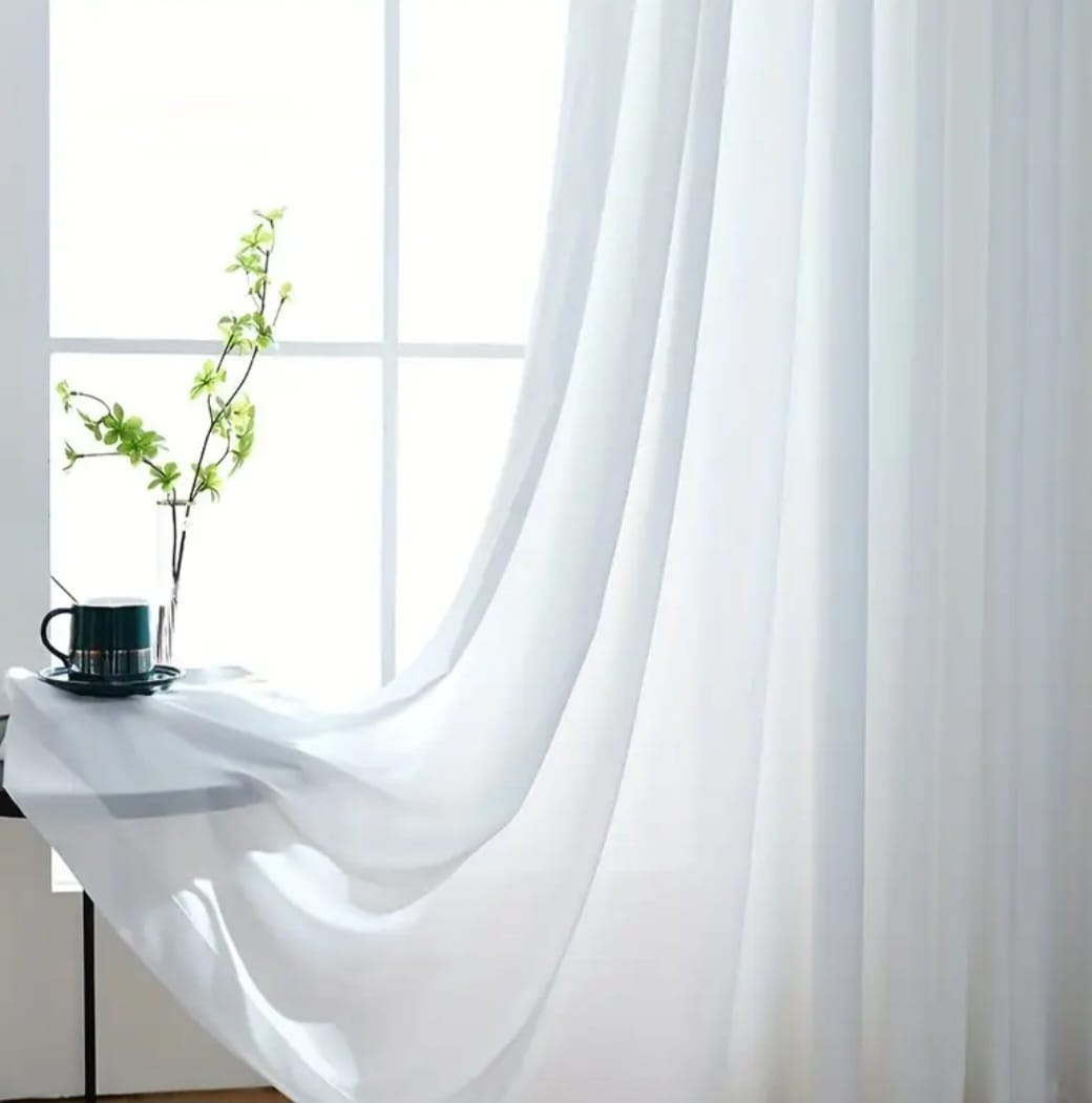 Perdea New Krepa 25297, mătase, albă