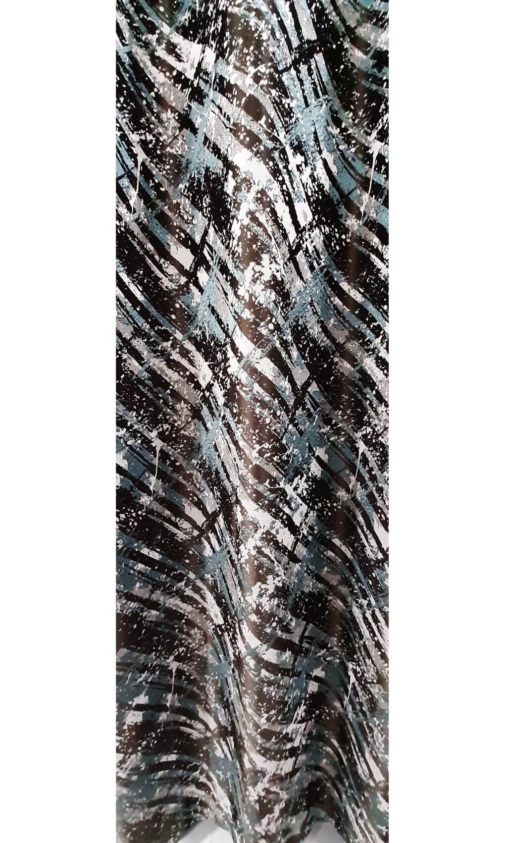 Drapery 21048/4102, taffeta, turquoise/ white/ gray/ black