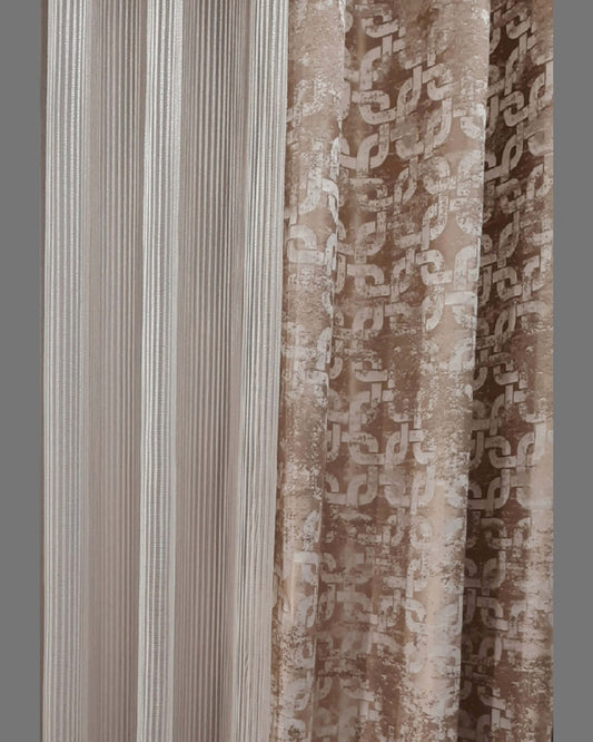 Draperie 21049 V-602, tafta cu mătase, crem, alb, ivoire