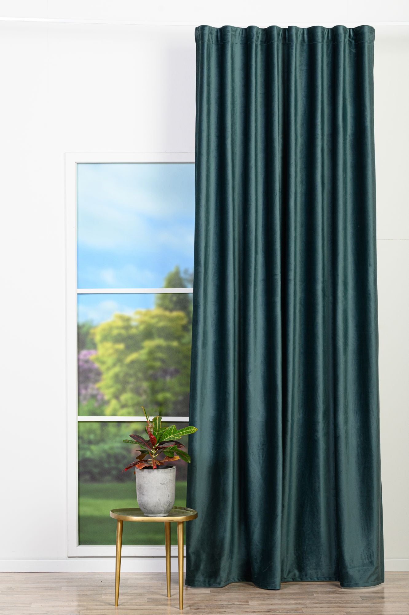 Draperie catifea CASTELLANO 52, verde închis, uni