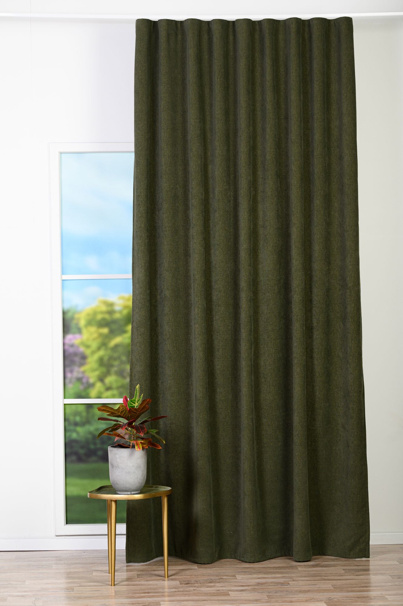 Draperie NAVARRO 05, verde, țesătură tip chenille