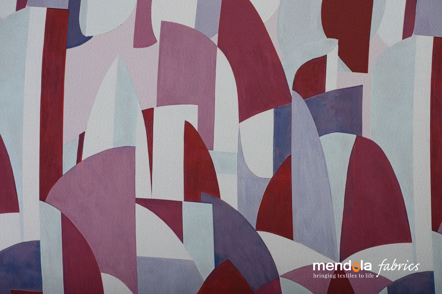 SEMPER 01 drapery, dimout, with geometric pattern, burgundy-purple