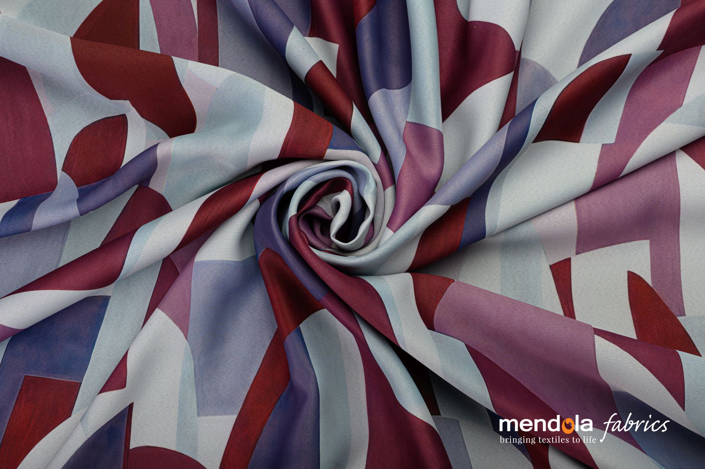 SEMPER 01 drapery, dimout, with geometric pattern, burgundy-purple