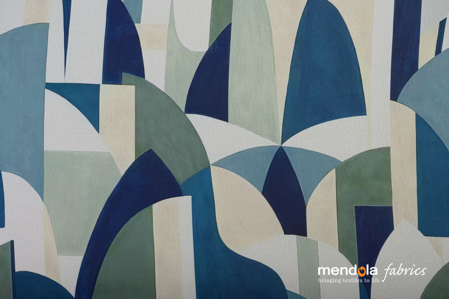 Draperie SEMPER 02, dimout, cu model geometric, verde-albastru