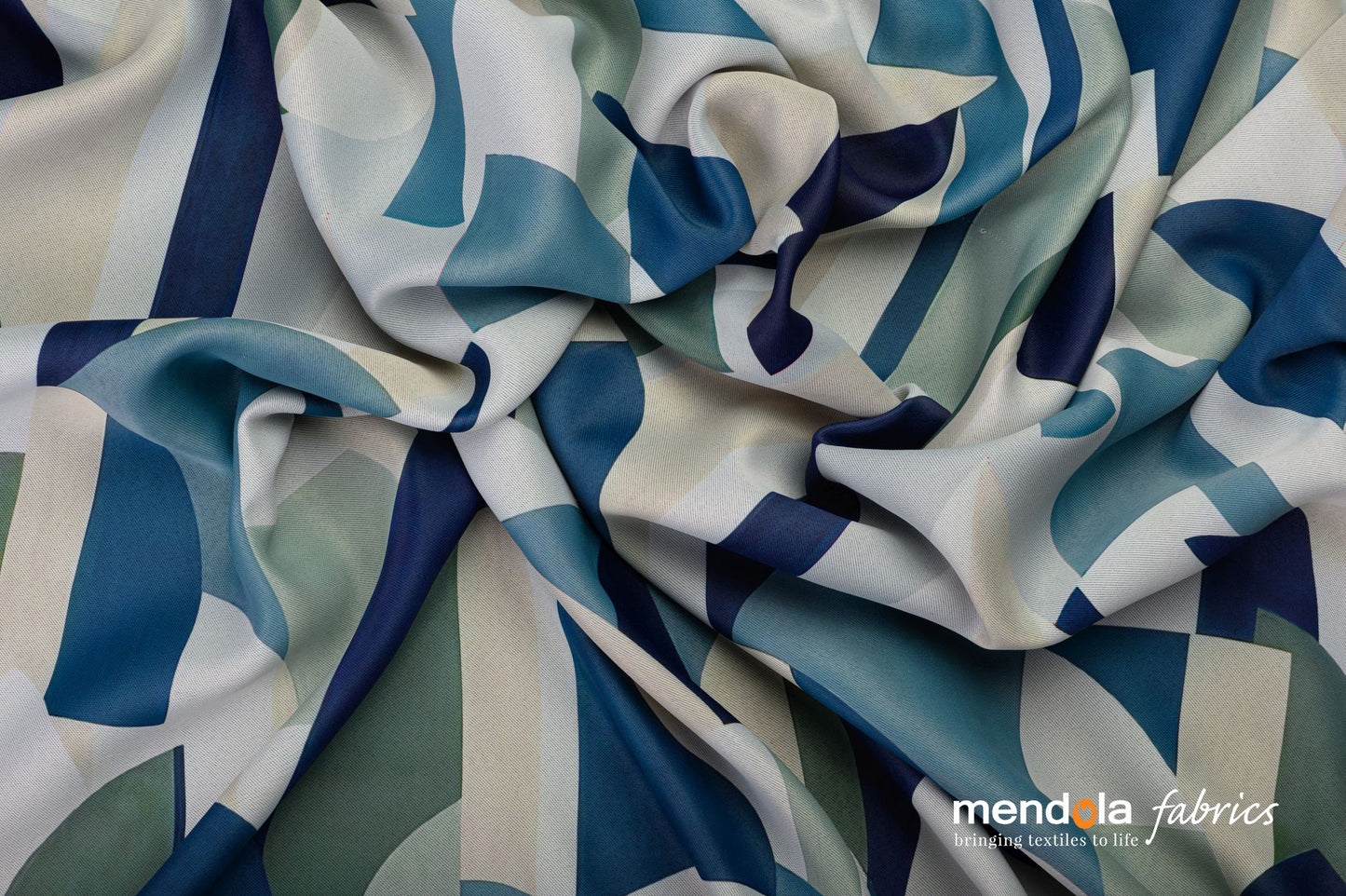 Draperie SEMPER 02, dimout, cu model geometric, verde-albastru