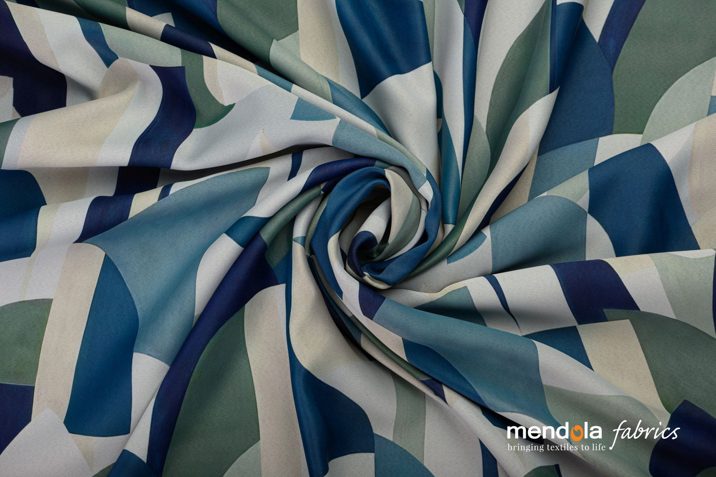 Draperie SEMPER 02, dimout, cu model geometric, verde-albastru