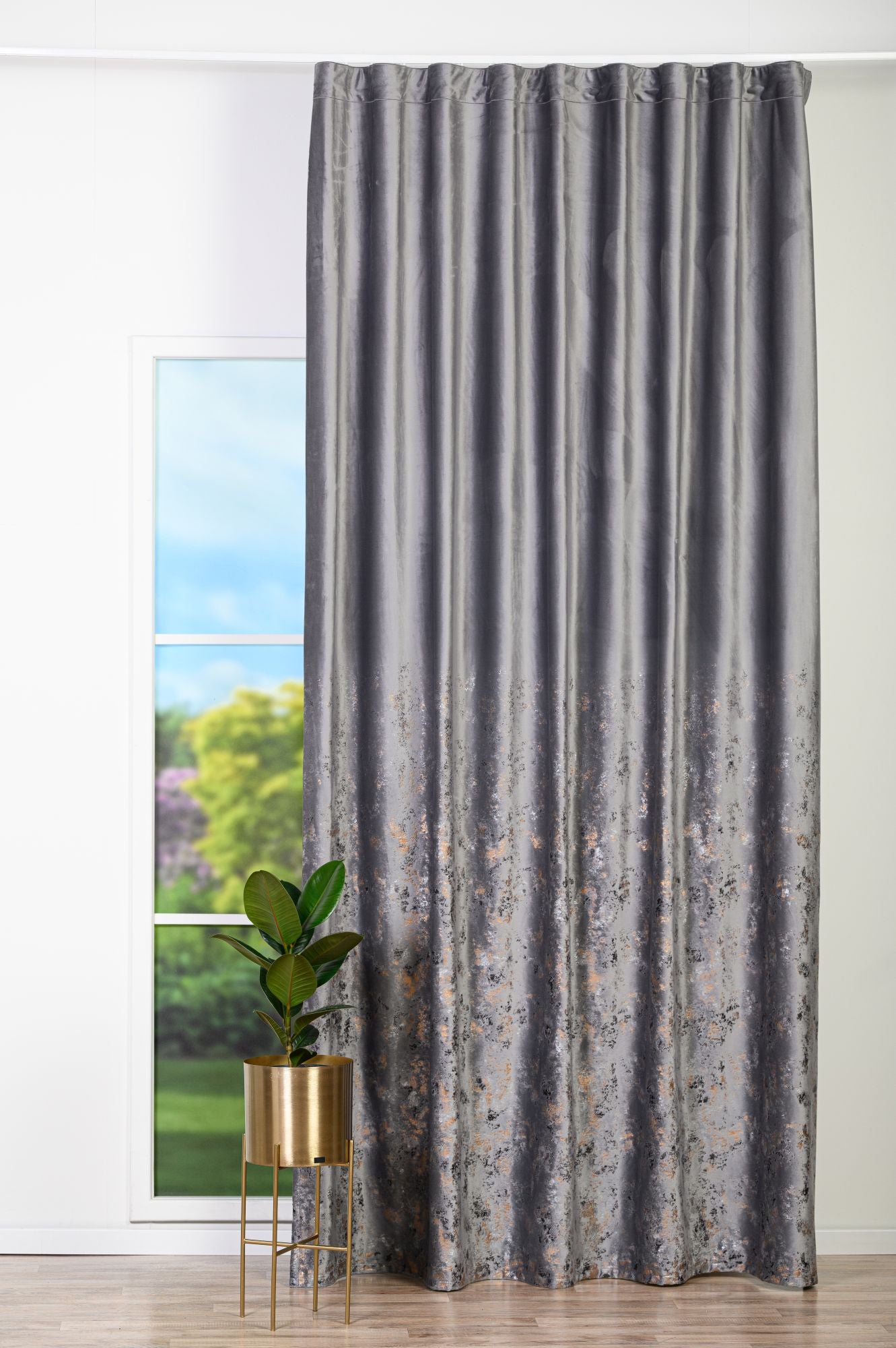 Draperie SIERRA 24, gri, catifea cu model mineral