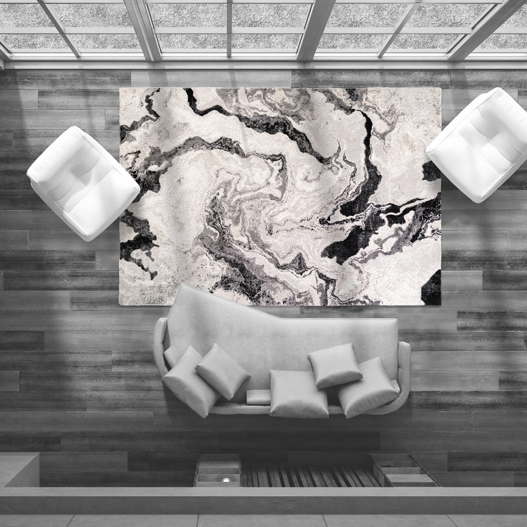 Carpet BOMBAI Abstract Print Taupe/Grey