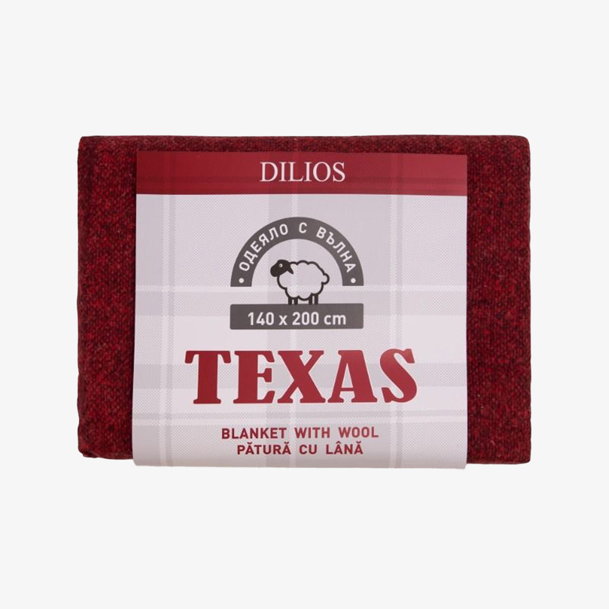Patura cu lana TEXAS ROSU 140/200 cm
