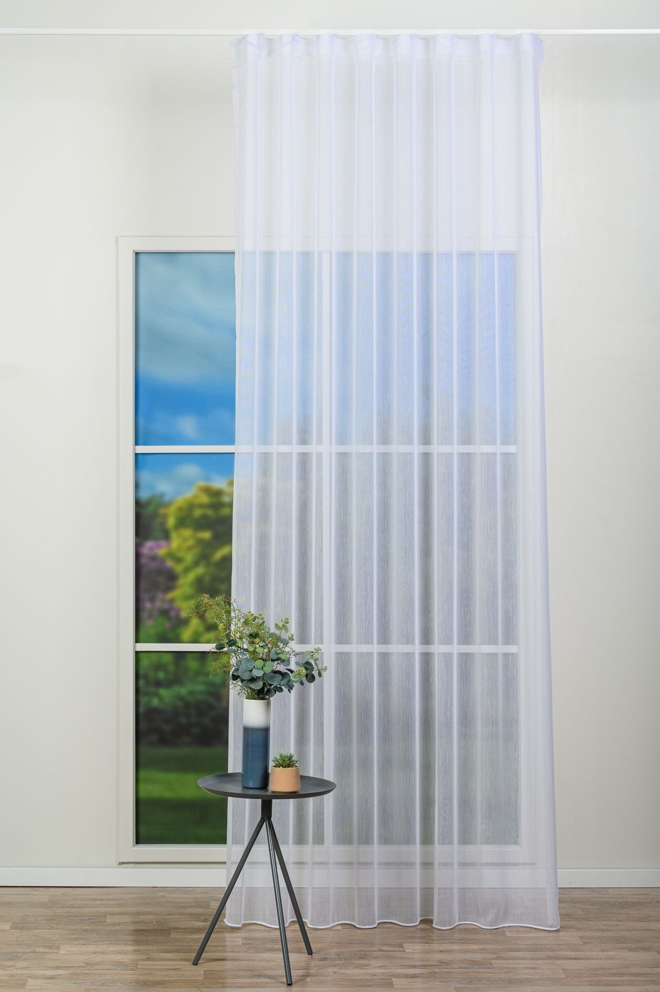 Curtain Venise 01, white, transparent, with vertical stripes