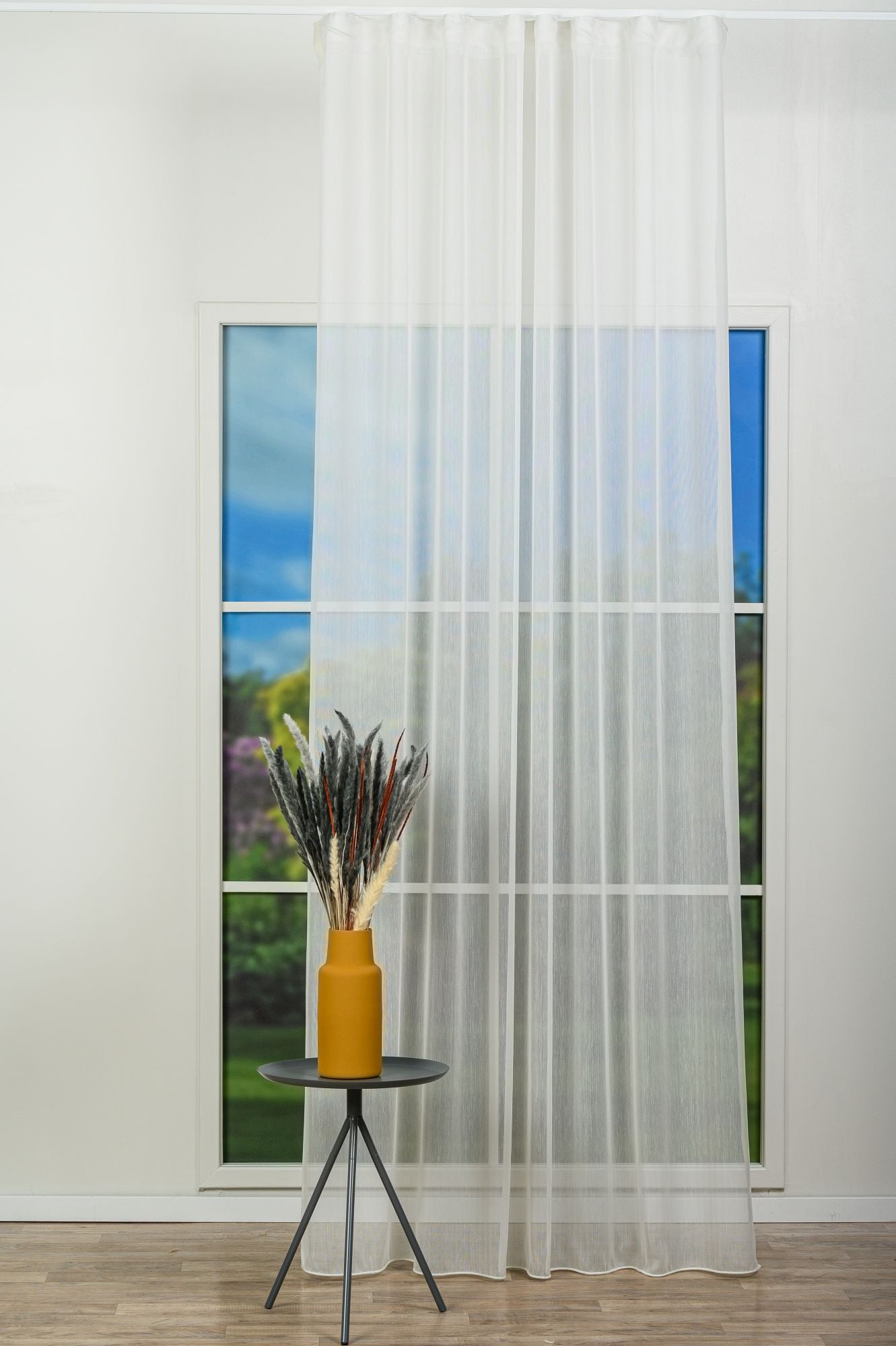 Perdea Venise 03, bej, transparentă, cu dungi verticale