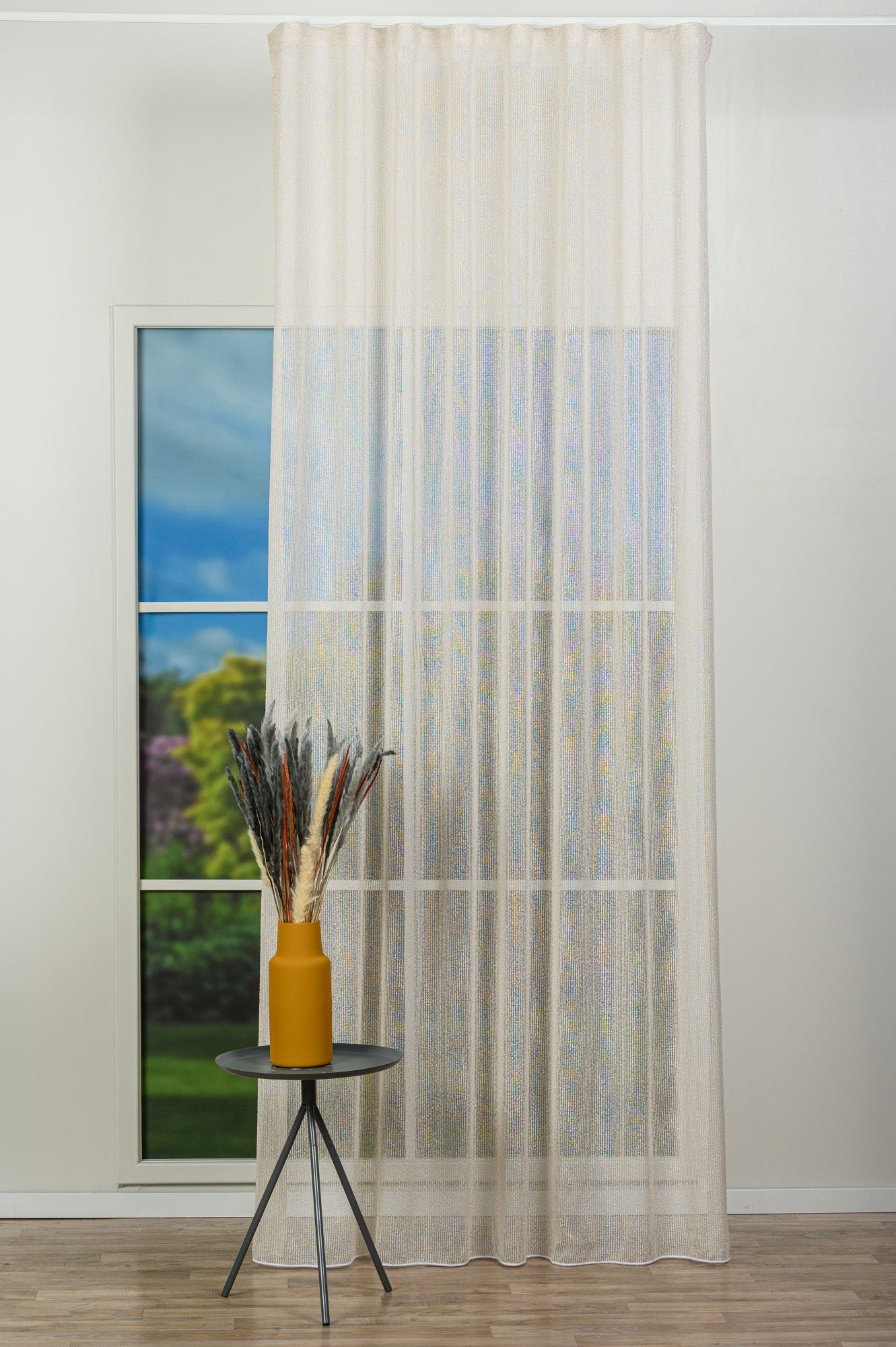 Curtain Akante 02, cream, plain, with natural fabric