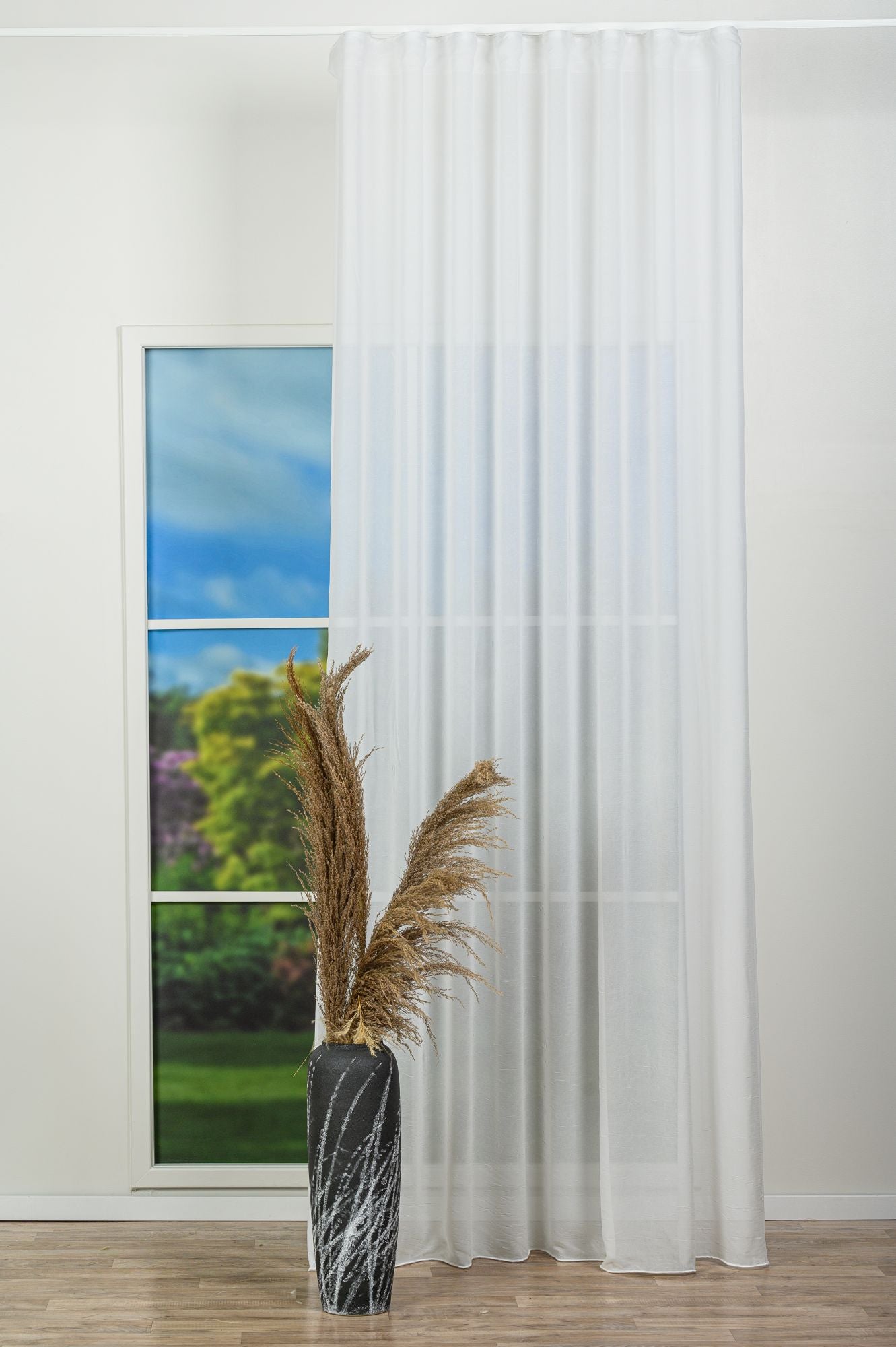 Perdea Bonito 01, albă, voal, transparentă, uni