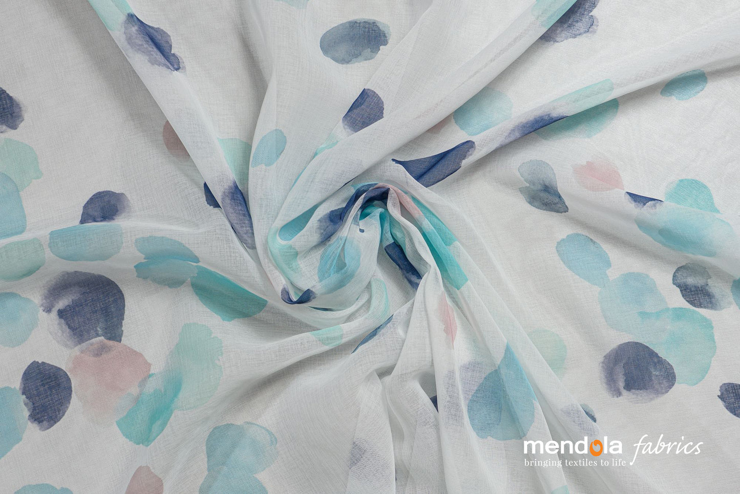 Dessi C1 curtain, blue, with multi-colored polka dots