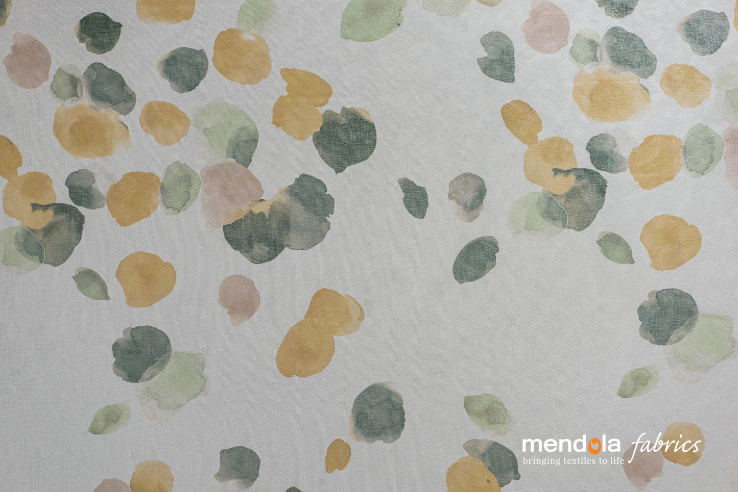 Dessi C3 curtain, mustard, with multi-colored polka dots