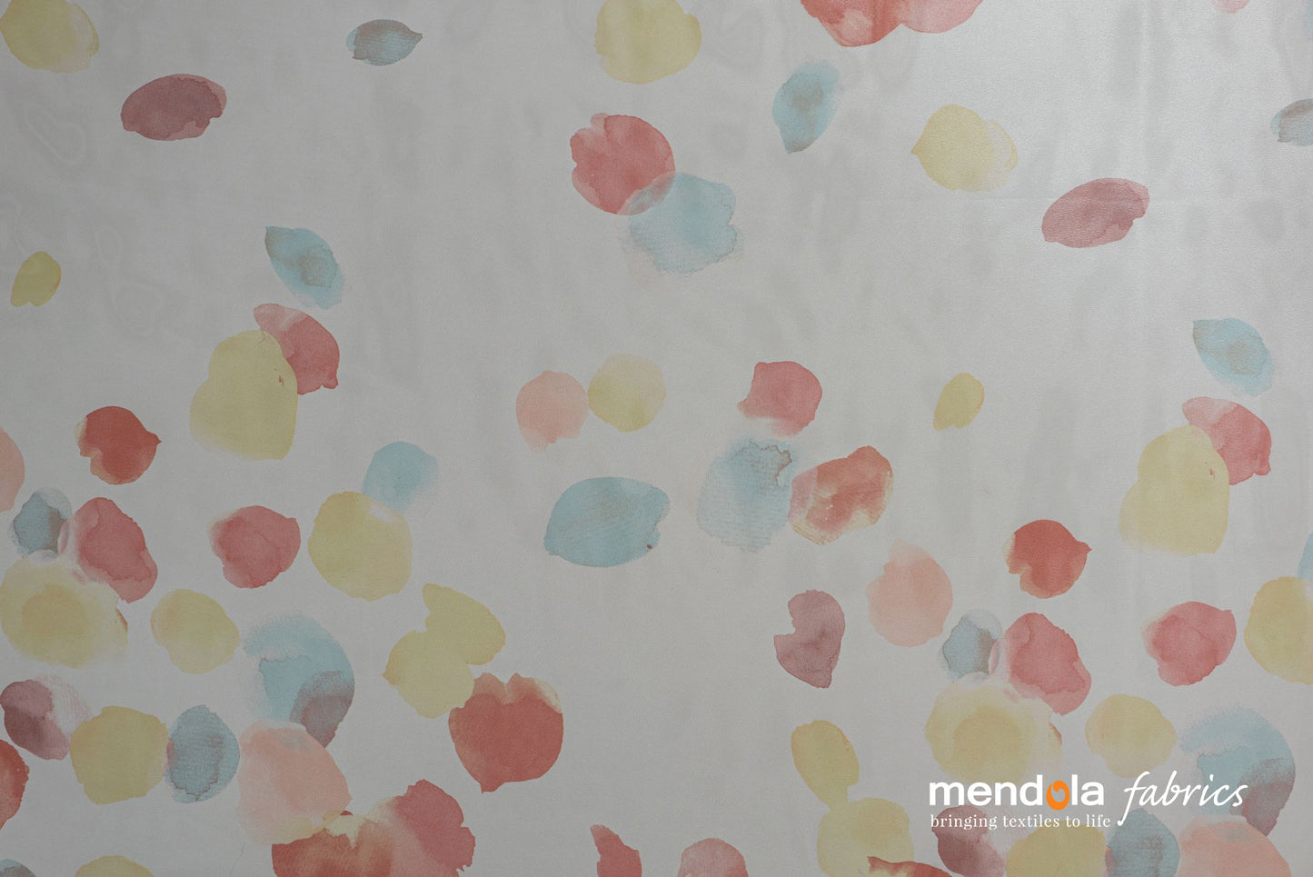 Dessi V2 curtain, yellow, terracotta, with multi-colored polka dots