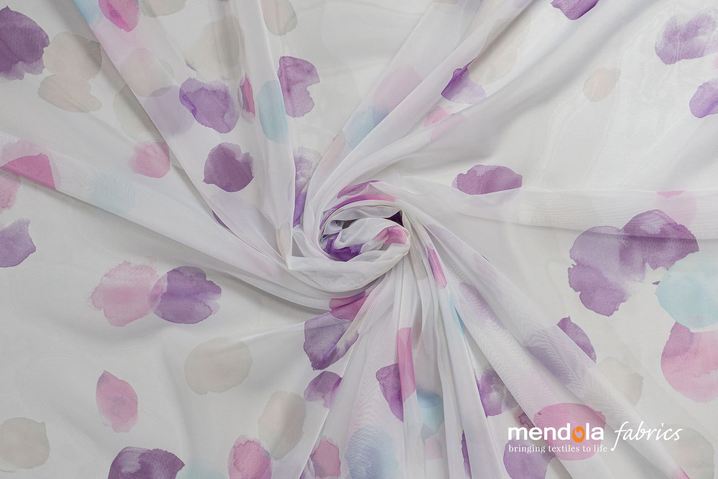 Dessi V4 curtain, purple, with multi-colored polka dots