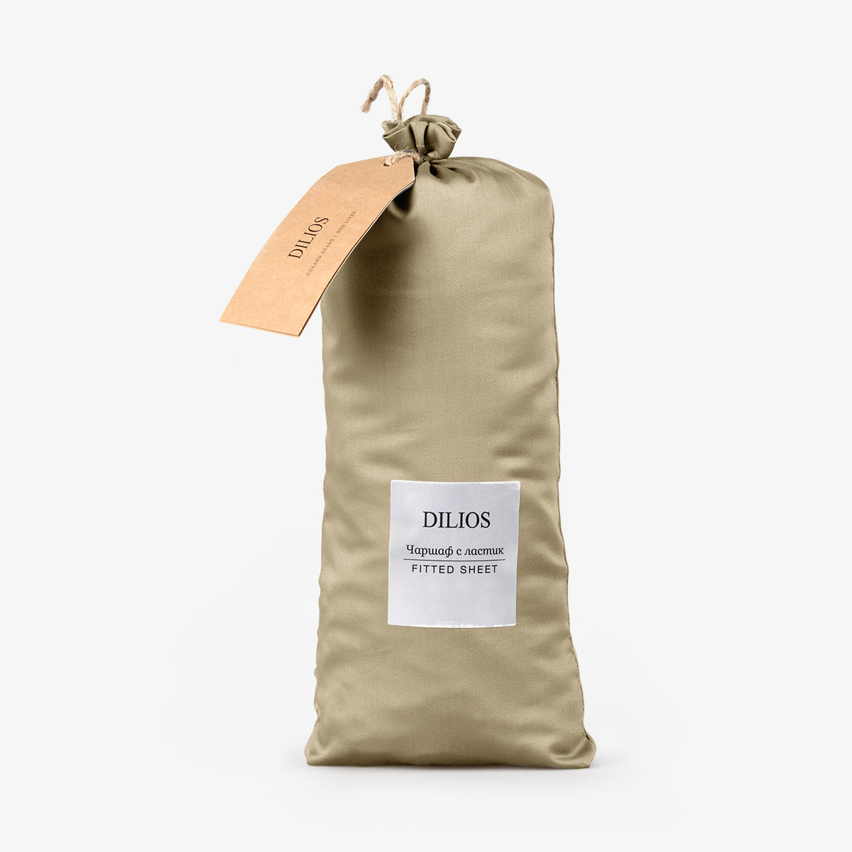 Fitted sheet SATEEN TAUPE 200/200/25 cm 100% satin cotton