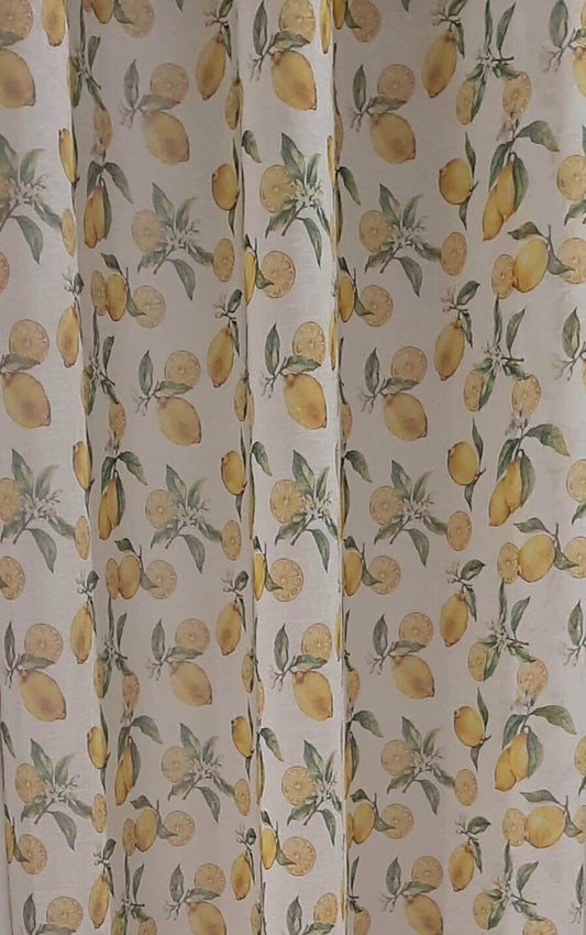 Perdea 632 CVK2858/03, din in natural, albă, cu imprimeu multicolor Lemonade