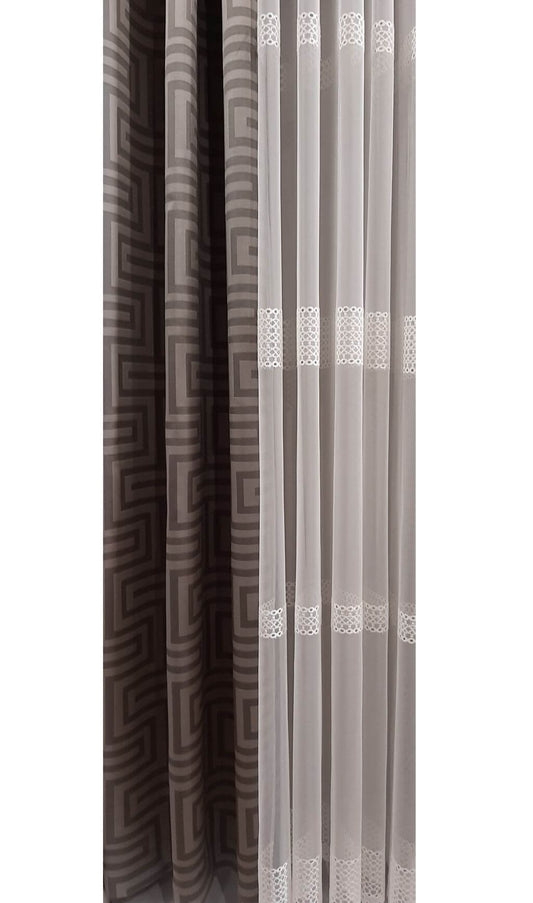 Draperie 645034/905, tafta cu model țesut, gri