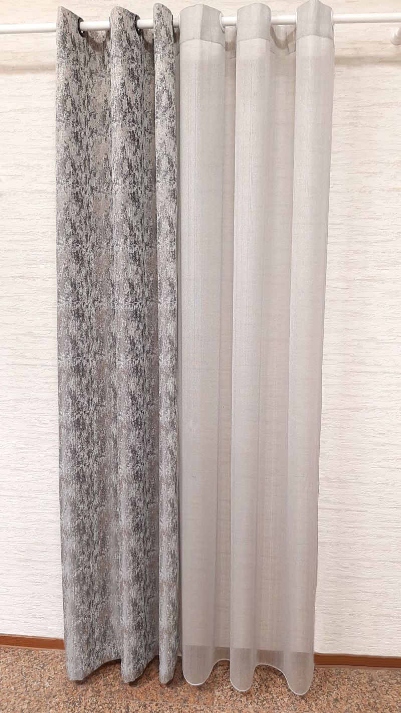 Perdea Alegra 06, gri, tip plasă, material neșifonabil, cu terminație fir de plumb