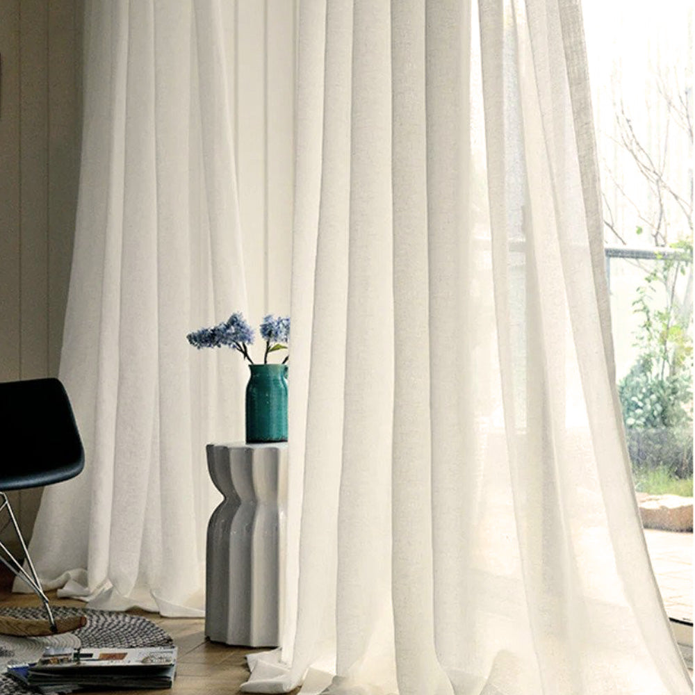 Curtain Hailey 326, linen, ivory, plain