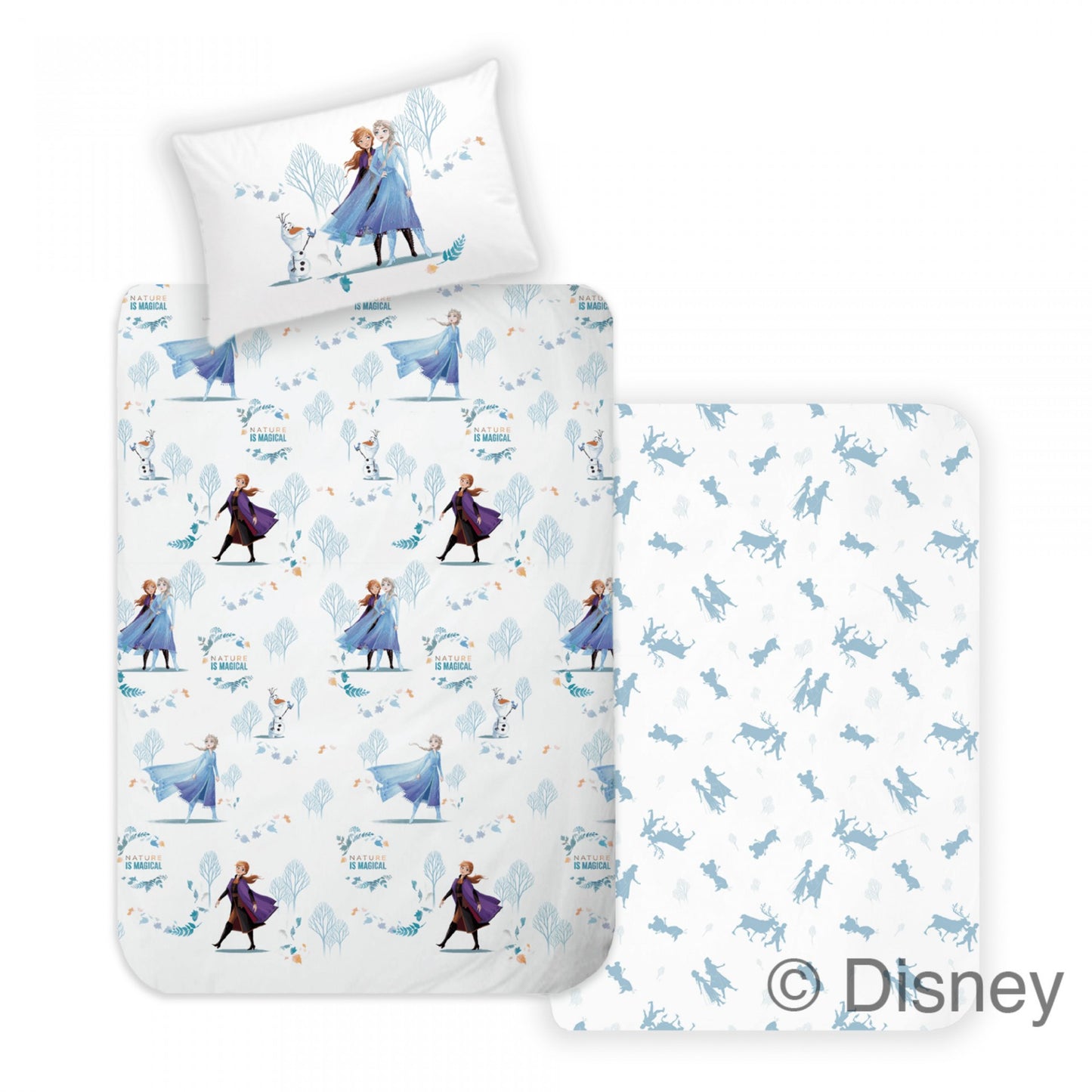 Lenjerie de pat FROZEN D/02, bumbac 100%, cearceaf pilotă 140x200, față pernă 50x70, Colecția Disney