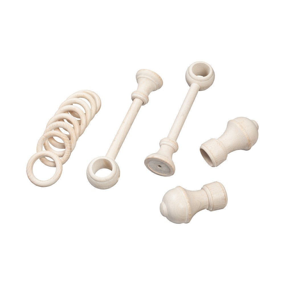 Galerie simpla lemn masiv Ares, consola standard, nuanta alb-antic, 400 cm - KIT COMPLET