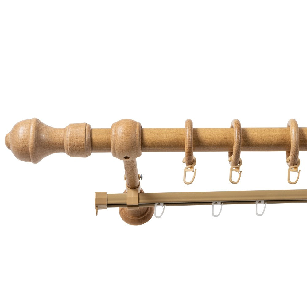 Simple solid wood gallery Ares, oak shade, 300 cm - U-RAIL INCLUDED