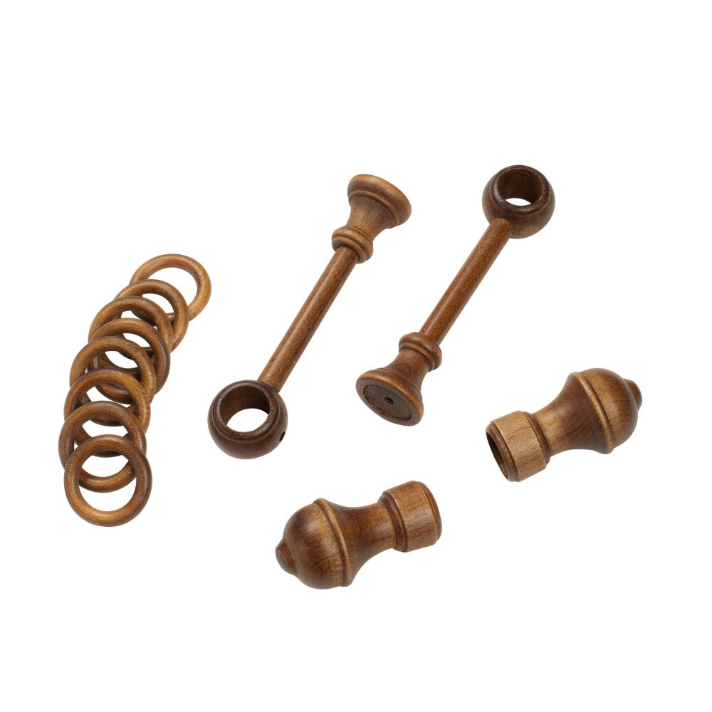 Galerie simpla lemn masiv Ares, consola standard, nuanta nuc, 220 cm - KIT COMPLET