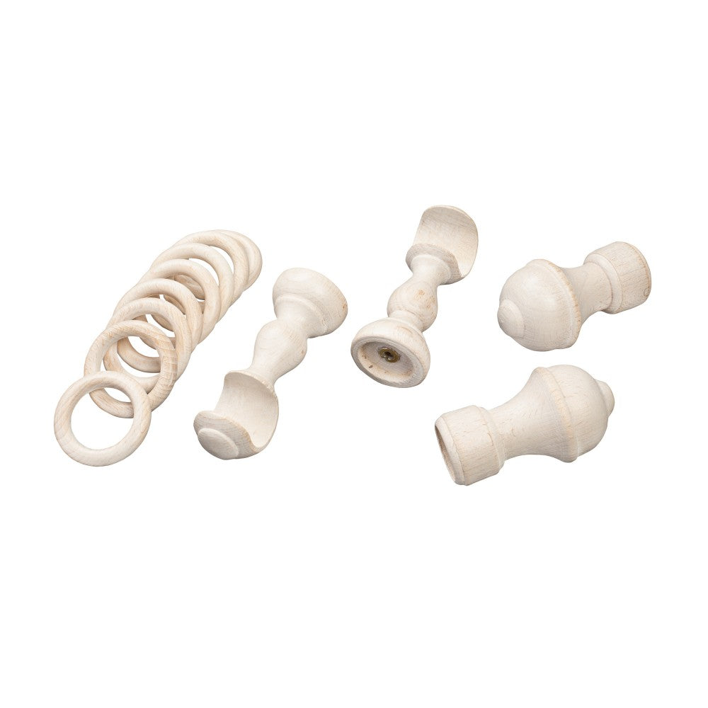Galerie simpla lemn masiv Ares, consola clasica, nuanta alb-antic, 280 cm - KIT COMPLET