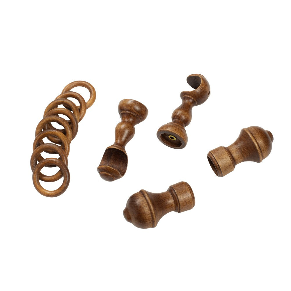 Galerie simpla lemn masiv Ares, consola clasica, nuanta nuc, 140 cm - KIT COMPLET