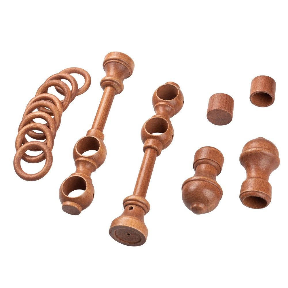 Ares solid wood double gallery, cherry shade, 120 cm - COMPLETE KIT