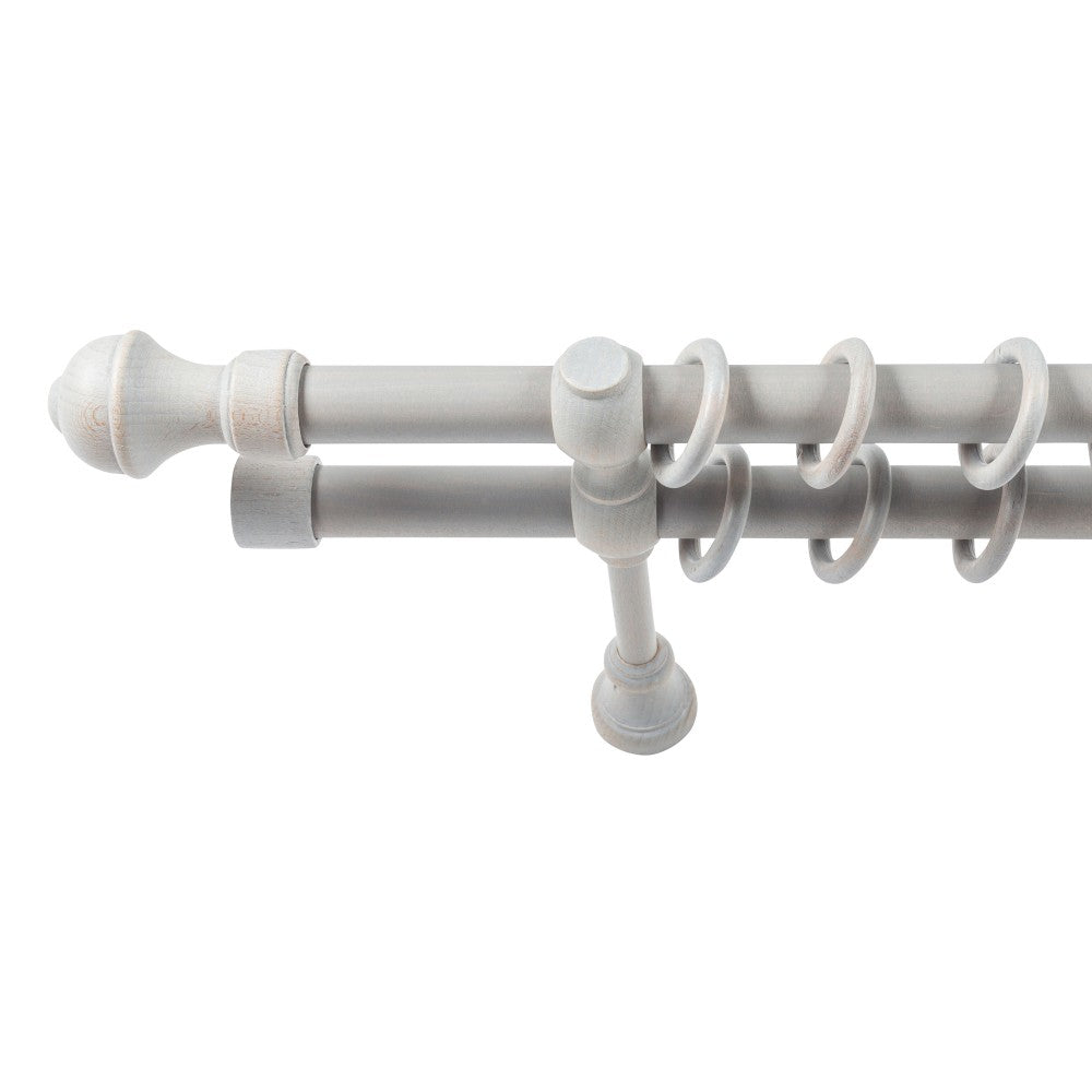 Galerie dubla lemn masiv Ares, nuanta gri-antic, 320 cm - KIT COMPLET