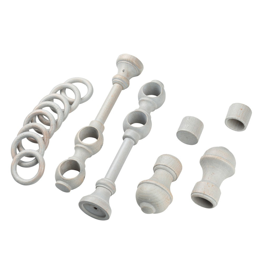 Galerie dubla lemn masiv Ares, nuanta gri-antic, 320 cm - KIT COMPLET