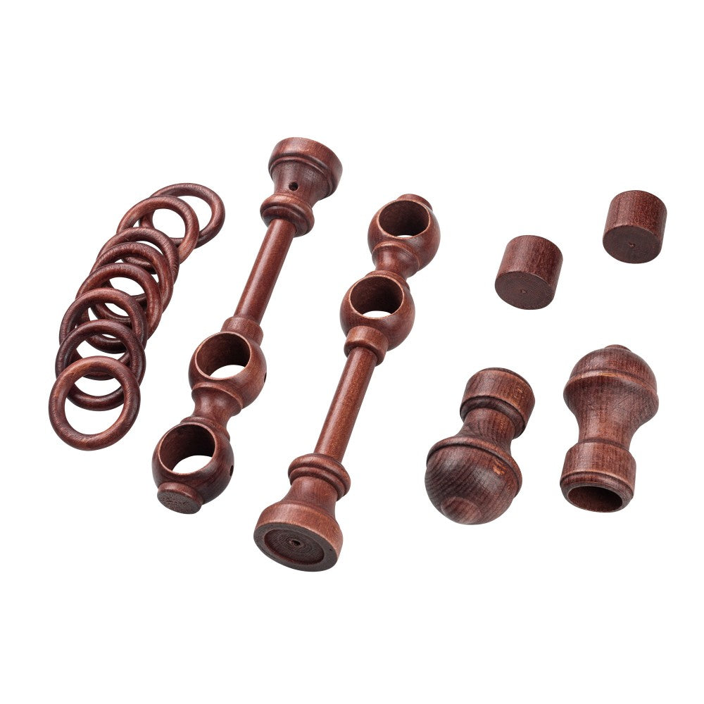 Ares solid wood double gallery, mahogany shade, 160 cm - COMPLETE KIT