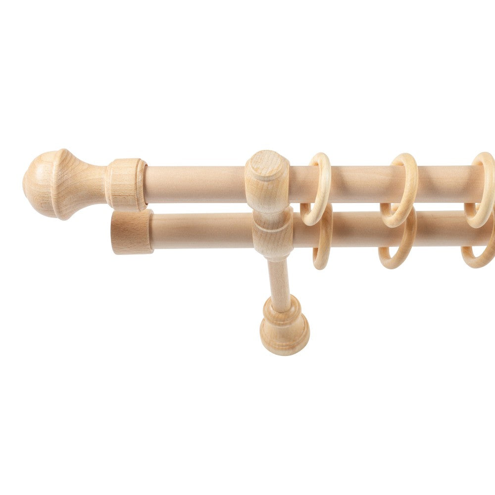 Ares solid wood double gallery, natural shade, 360 cm - COMPLETE KIT