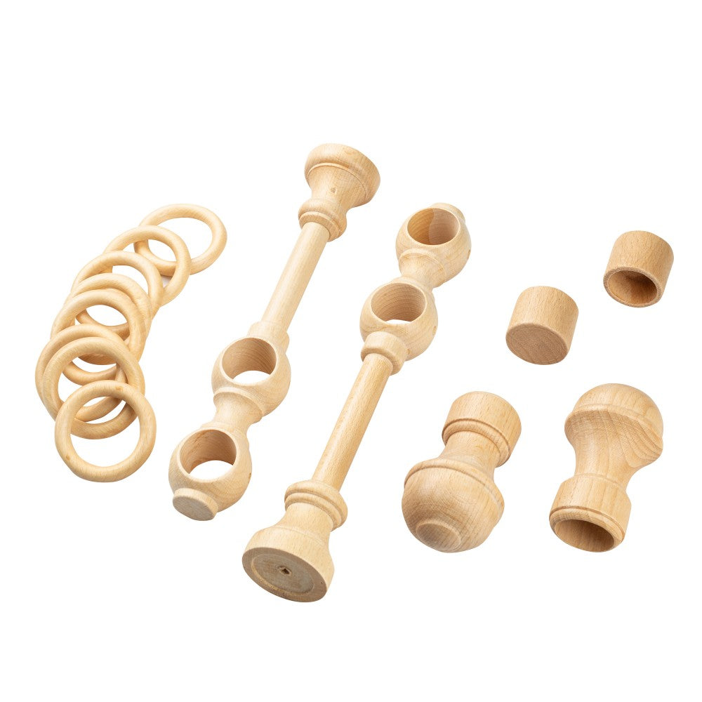 Ares solid wood double gallery, natural shade, 320 cm - COMPLETE KIT