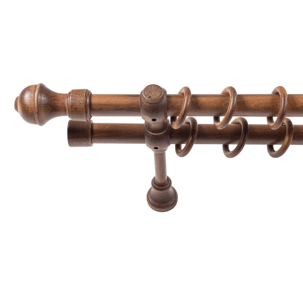 Ares solid wood double gallery, walnut shade, 300 cm - COMPLETE KIT