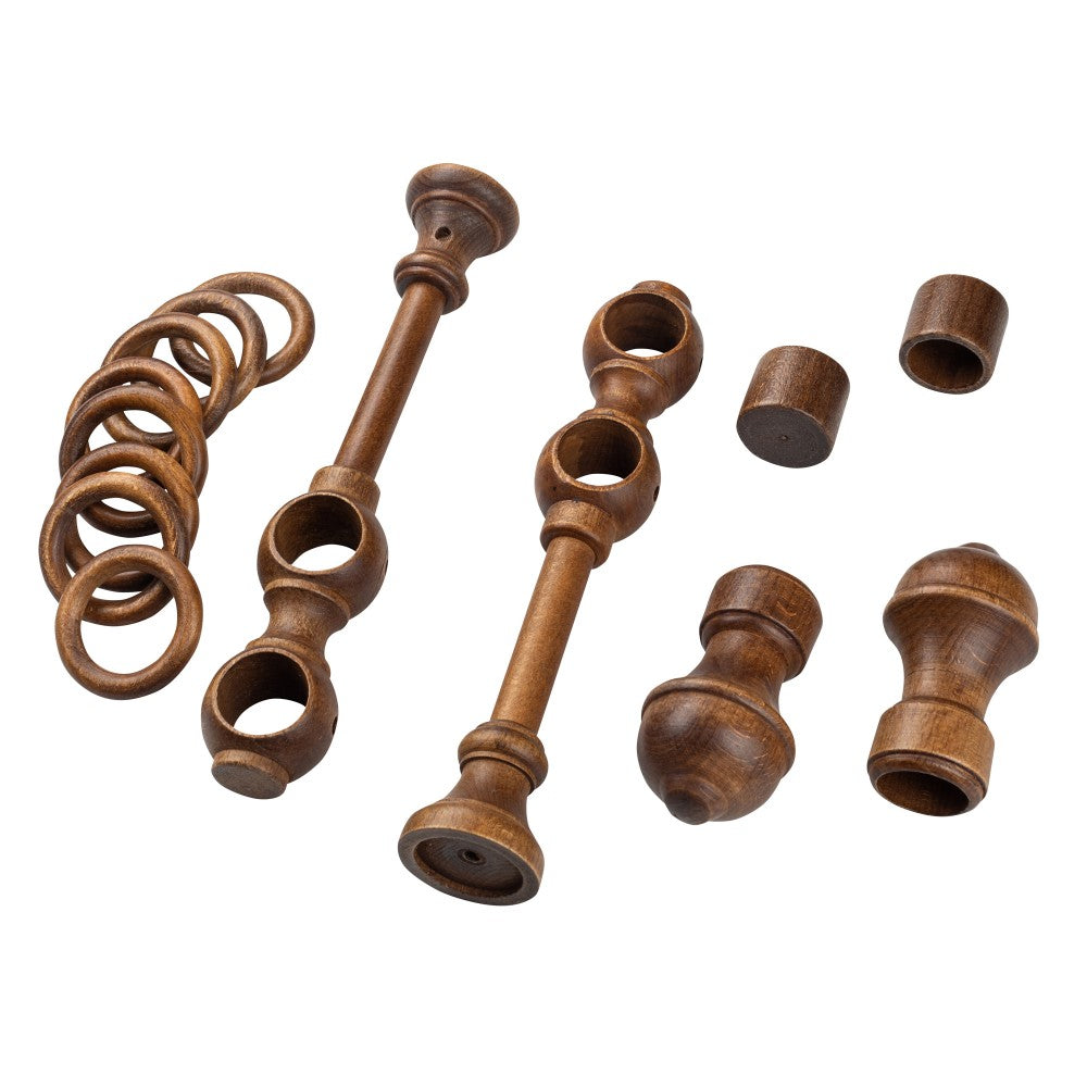 Ares solid wood double gallery, walnut shade, 120 cm - COMPLETE KIT