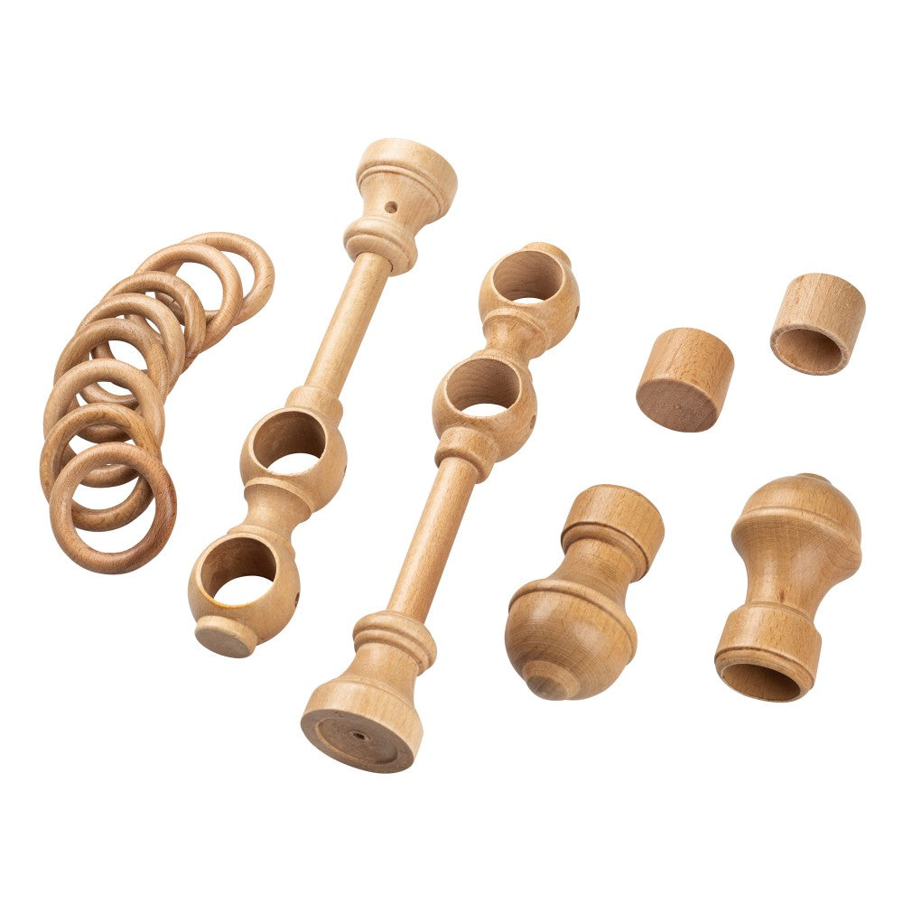 Ares solid wood double gallery, oak shade, 120 cm - COMPLETE KIT