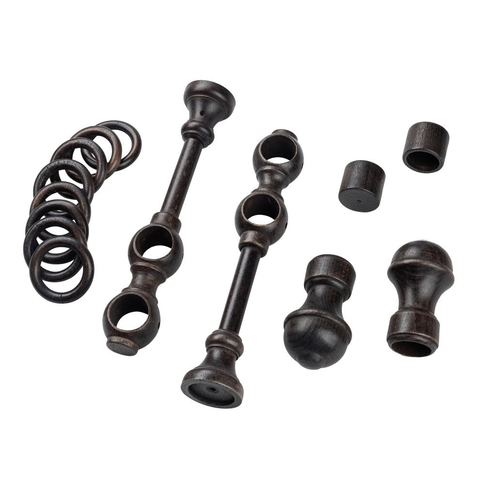 Ares solid wood double gallery, wenge shade, 280 cm - COMPLETE KIT